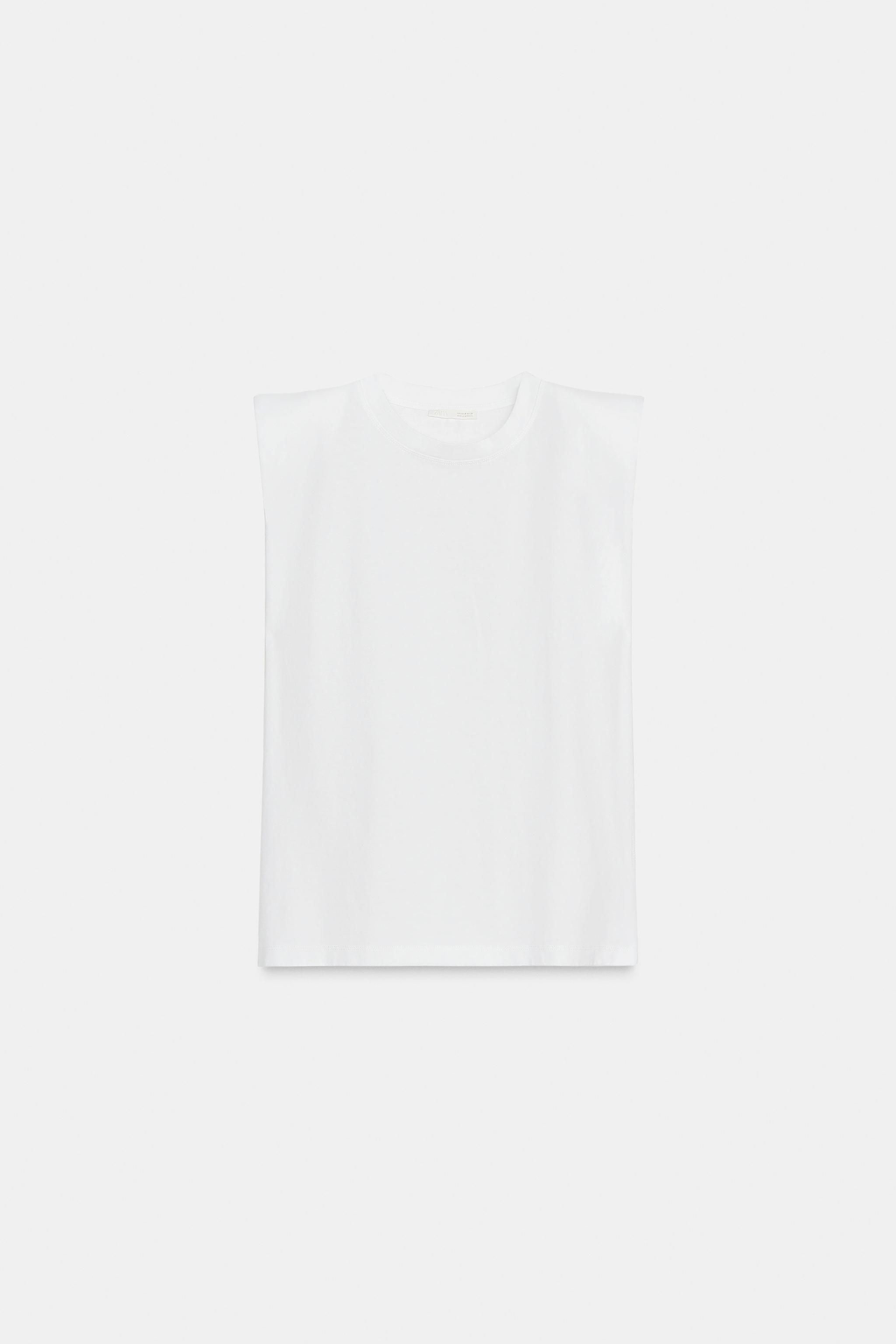 SLEEVELESS SHOULDER PAD T-SHIRT